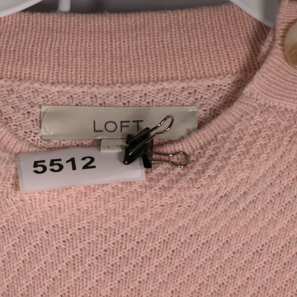 Loft Tunic Sweater Womens Large Pink Knit Button Detail Cotton Wool Blend Boho - Picture 4 of 7